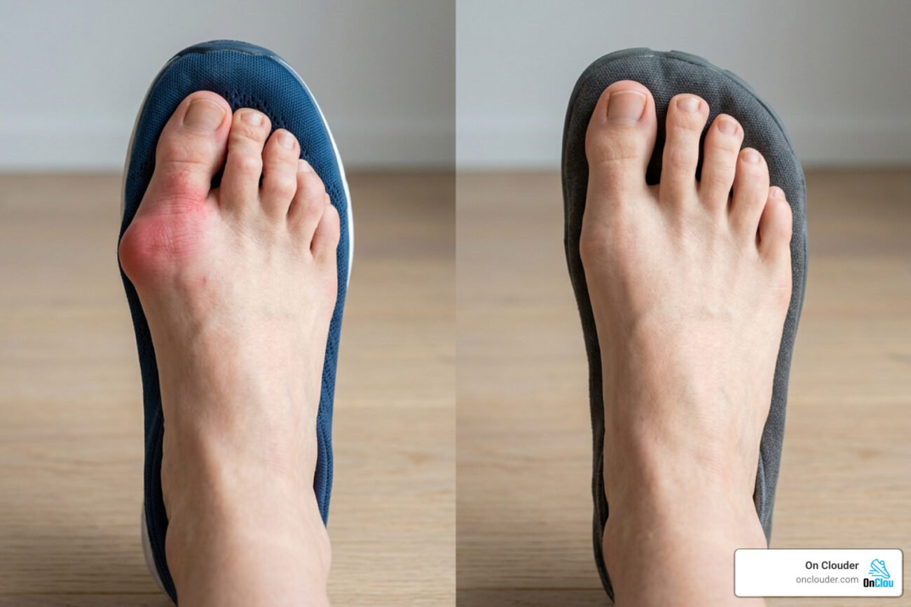 anatomical foot shape showing bunion pressure relief