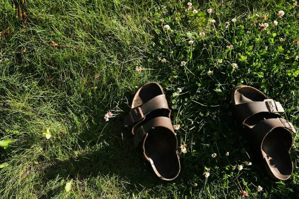 Birkenstock sandals with contoured cork footbeds