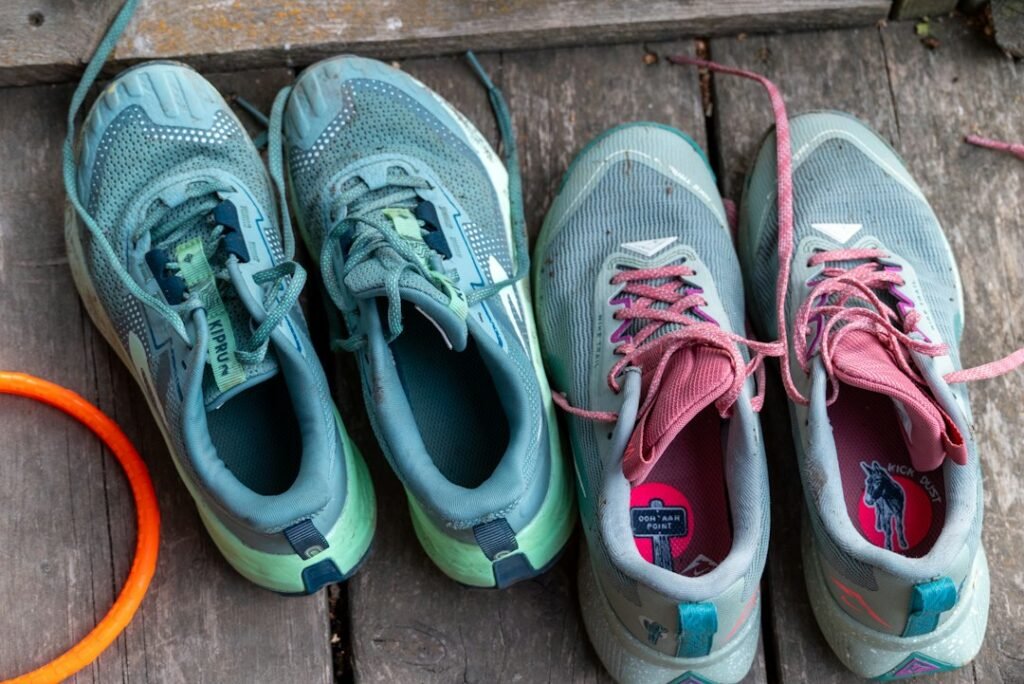 cushioned and lightweight road running shoes side by side