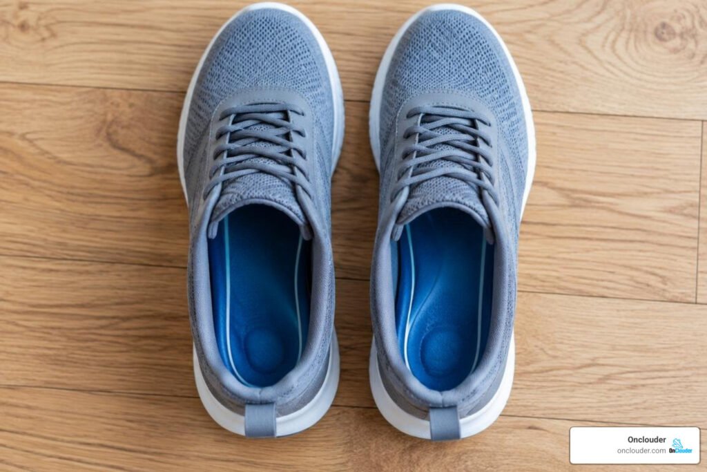 Archline orthotic insoles inside lightweight walking shoes