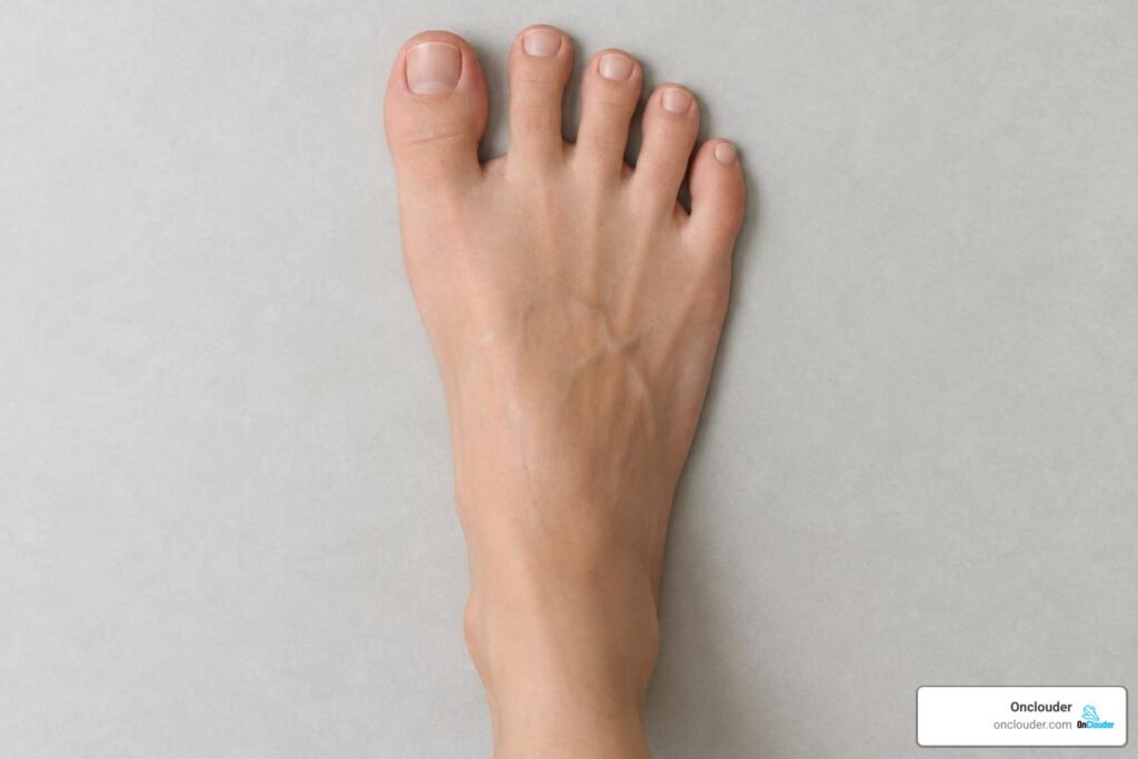 foot with wide toes and narrow heel