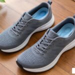 Arch support insoles inside walking shoes
