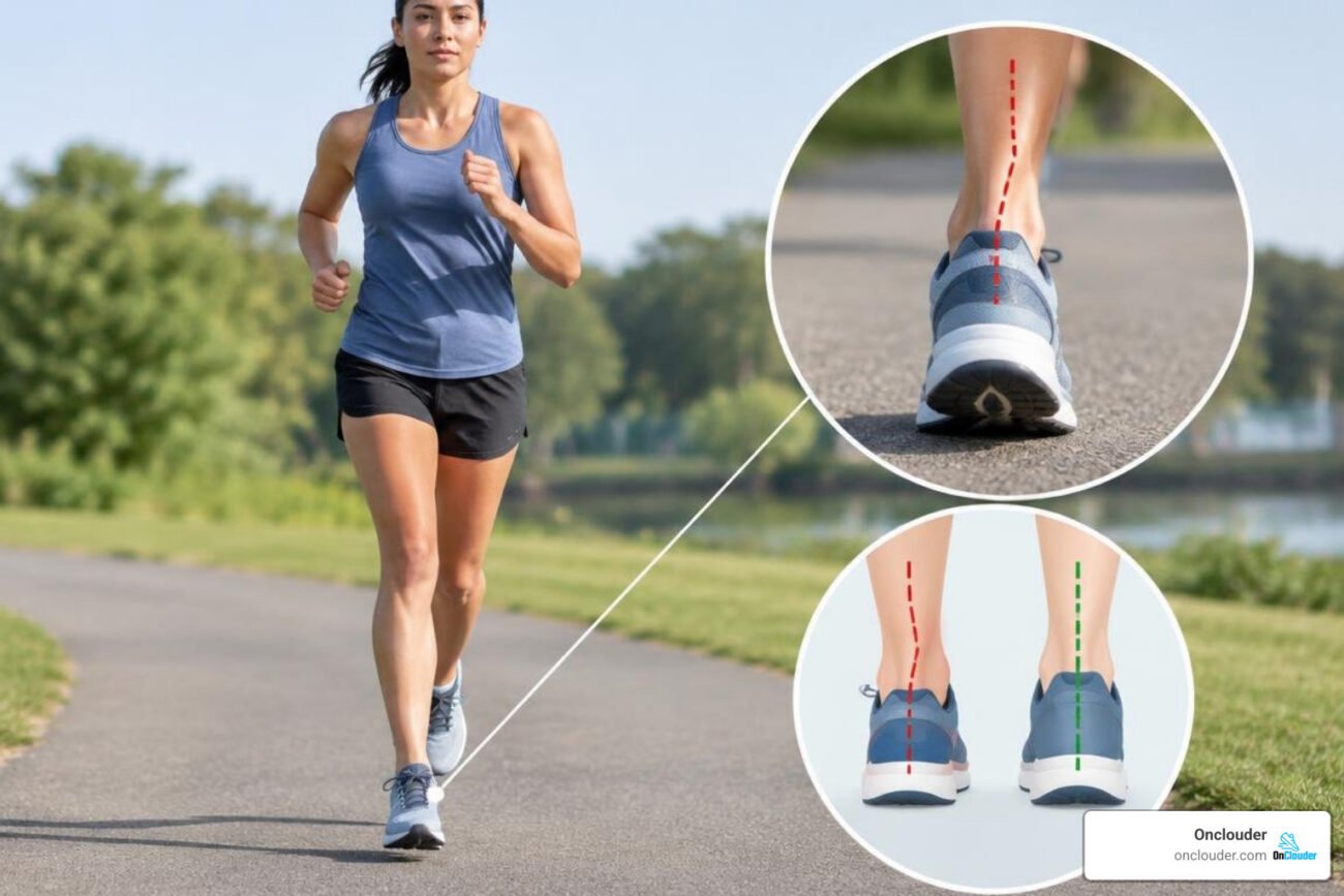 runner wearing stability running shoes on a road