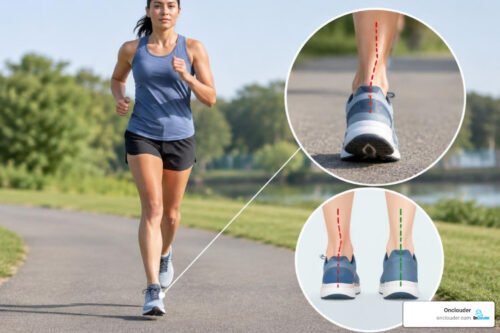 runner wearing stability running shoes on a road