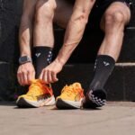 athlete trying on cushioned sneakers