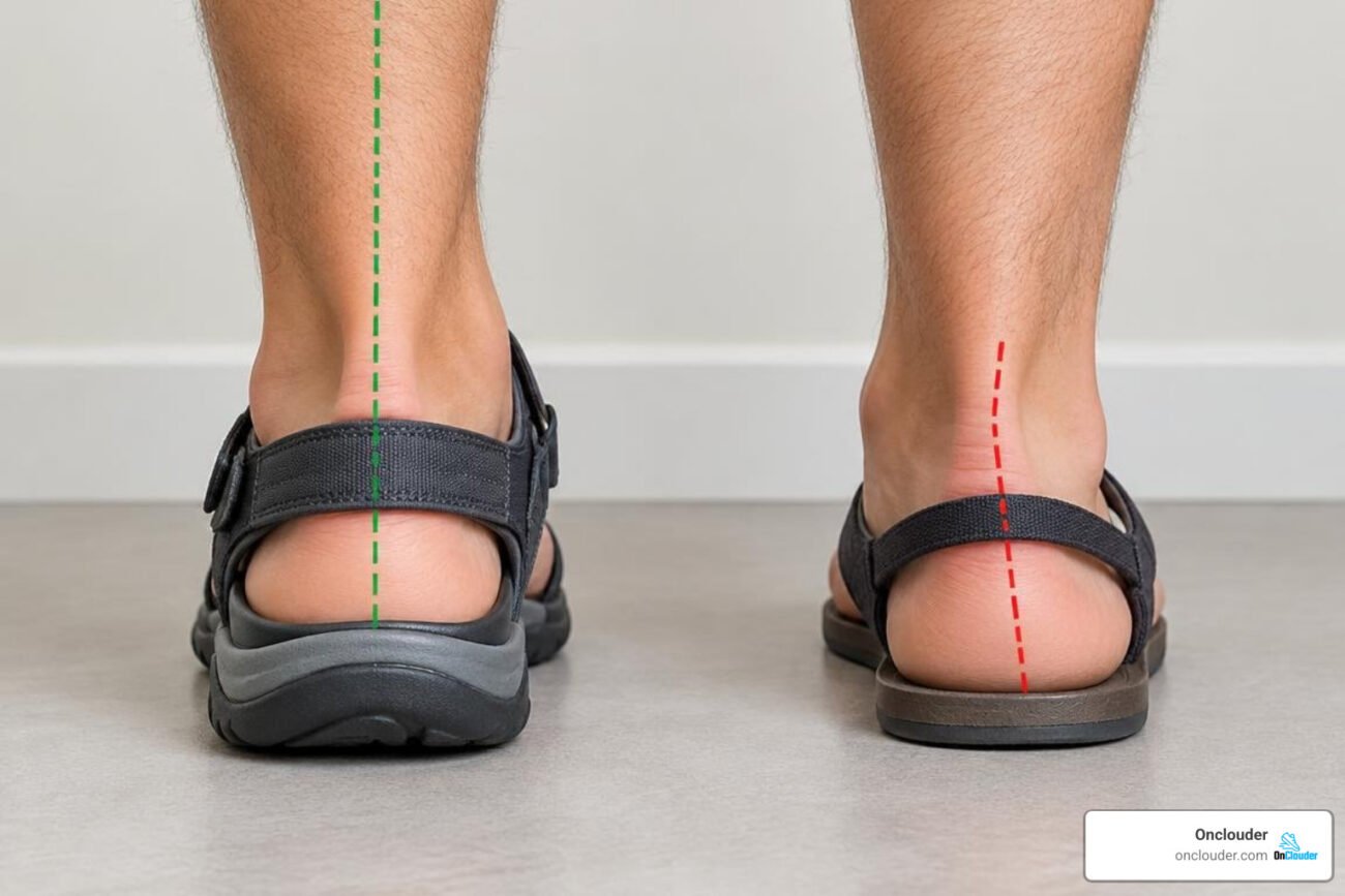 proper foot alignment and arch support compared to flat sandal pronation