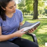 person checking arch support on walking shoes